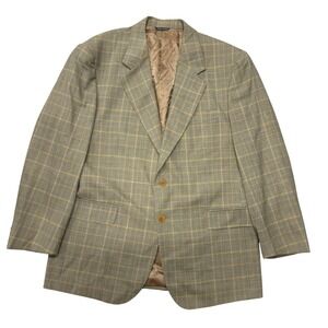 Tombolini Loro Piana Wool Blazer Mens 44R Tan Glen Plaid Sport Coat Italy *Holes